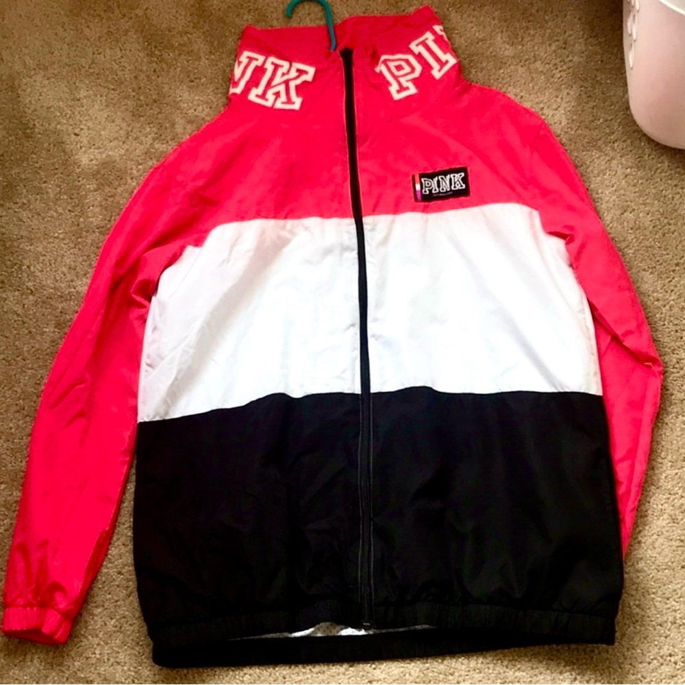 Victorias Secret PINK Colorblock Back to School Sport Windbreaker Prep Jacket XS
